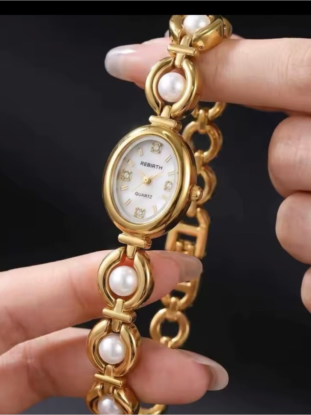 Gold Classic Pearl Bracelet Watch - Picture 4 of 8